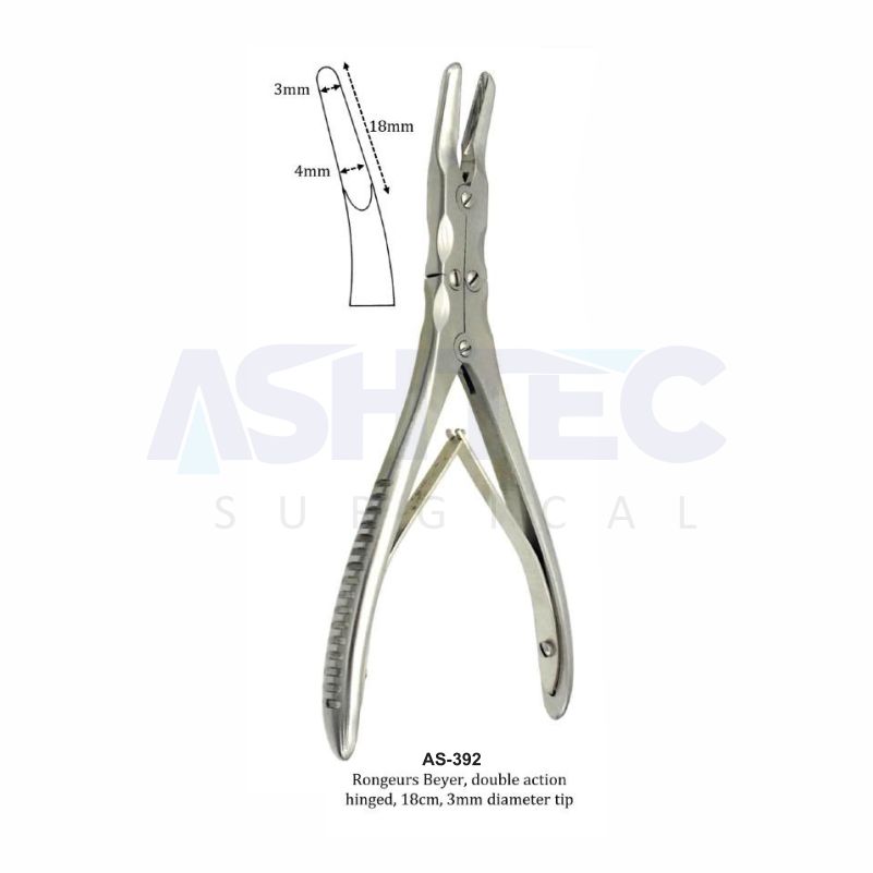 Rongeurs Beyer, double action hinged, 18cm, 3mm diameter tip