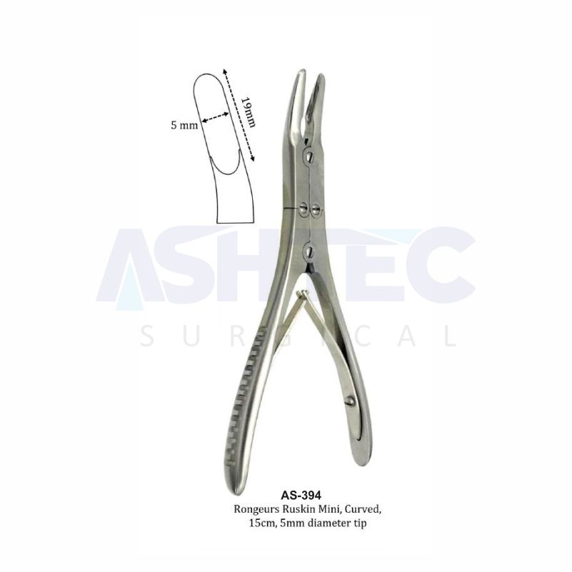 Rongeurs Ruskin Mini, Curved, 15cm, 5mm diameter tip