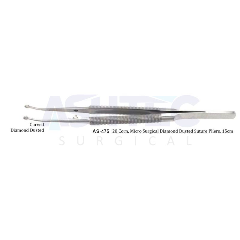 20 Corn, Micro Surgical Diamond Dusted Suture Pliers, 15cm