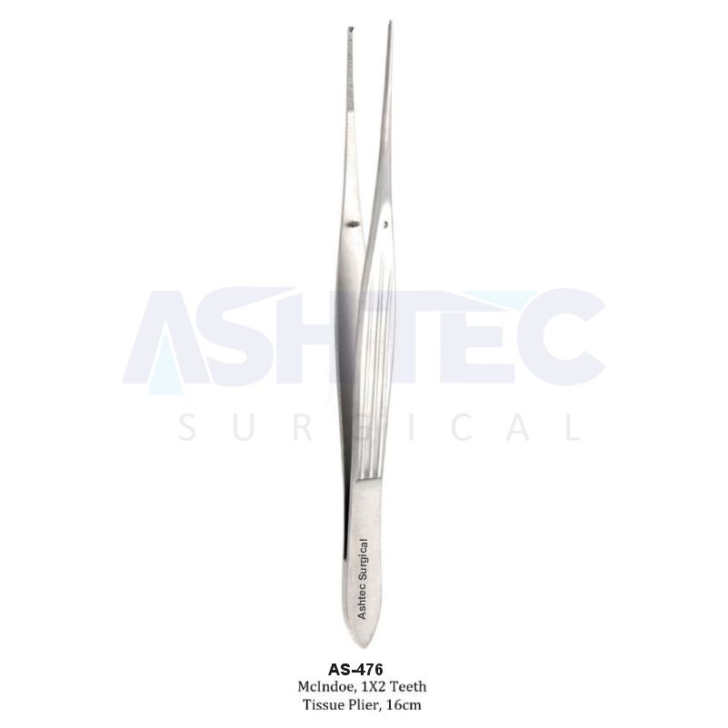 McIndoe, 1x2 Teeth Tissue Plier, 16cm