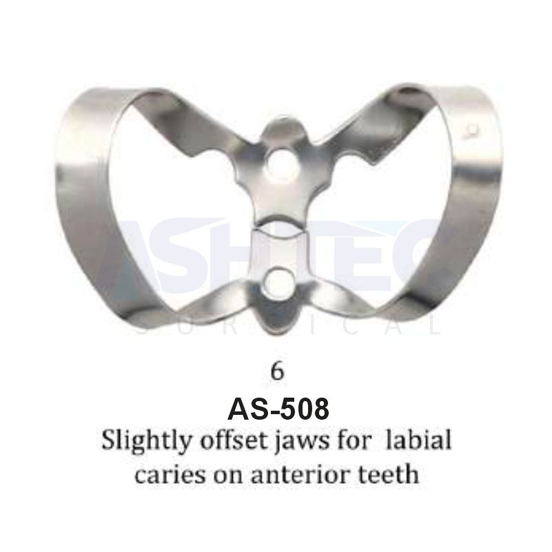 Slightly offset jaws for labial caries on anterior teeth 6