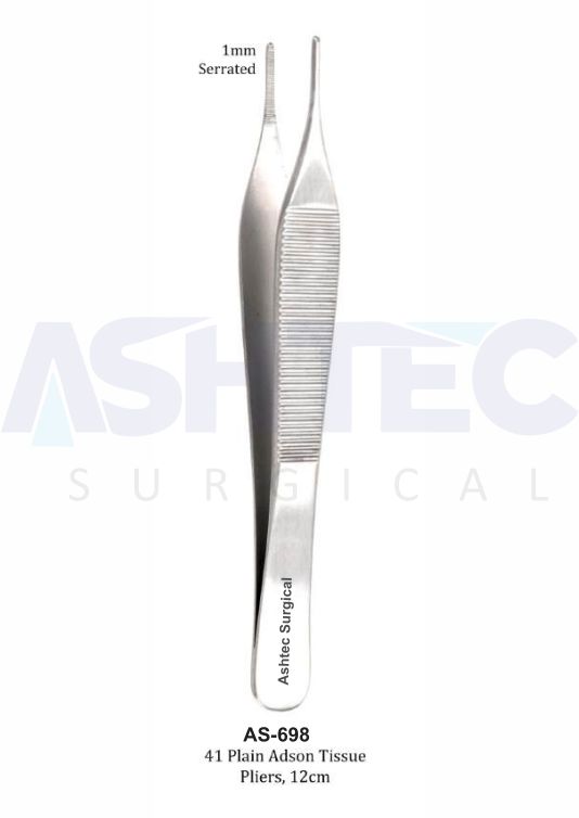 41 Plain Adson Tissue Pliers, 12cm