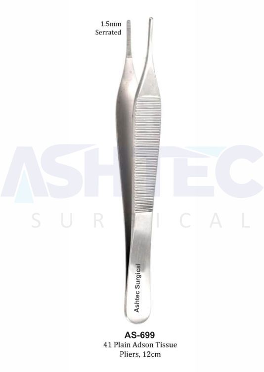 41 Plain Adson Tissue Pliers, 12cm