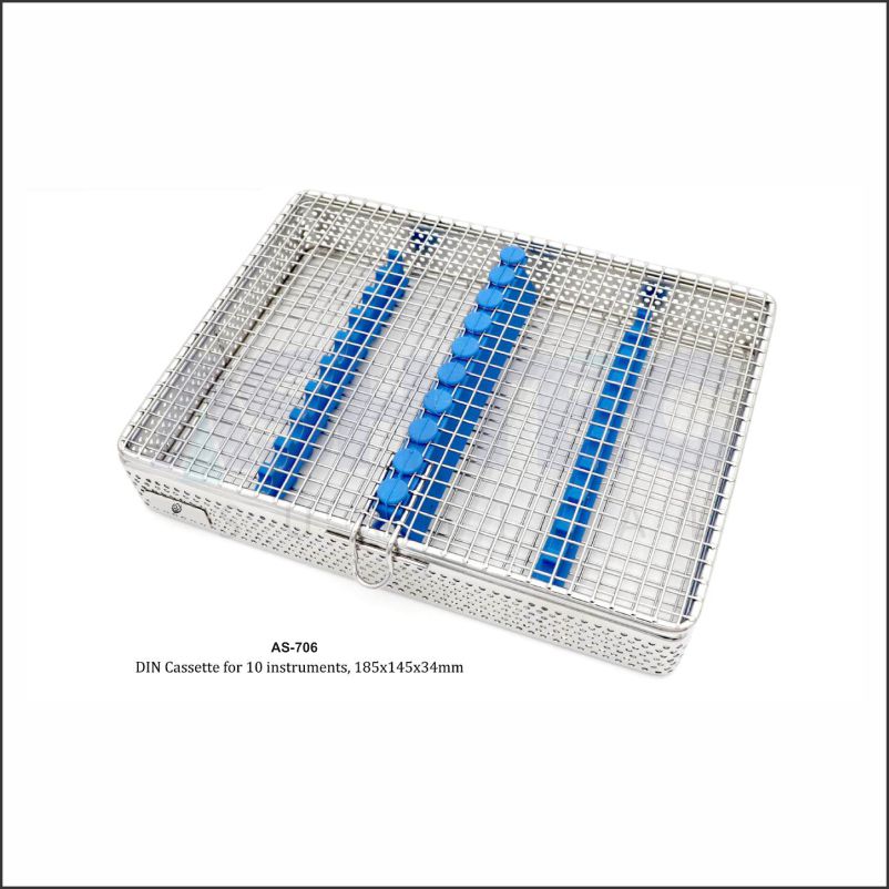 DIN Cassette for 10 instruments, 185x145x34mm