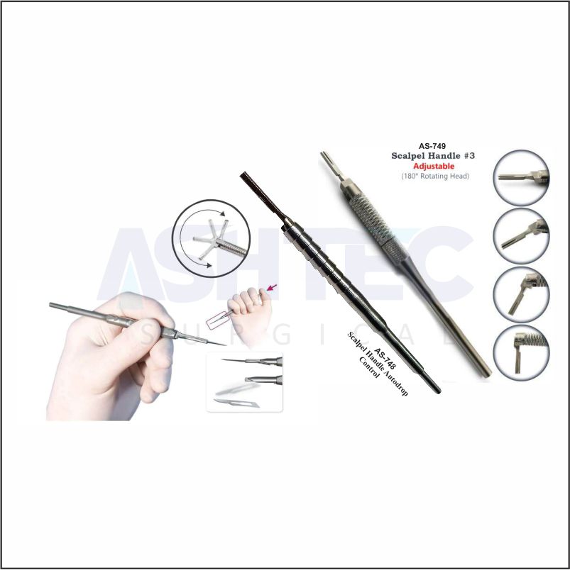 Scalpel Handle #3 Adjustable (180° Rotating Head )